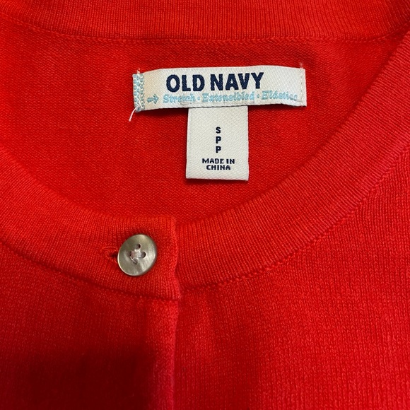 Red Cardigan Sweater with Long Sleeves and Round Neckline - Picture 4 of 4